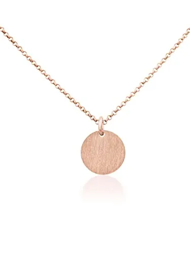 modabilé Halskette Damen Ketten-Anhänger Circle Rund Gold 925er Sterling Silber (Anhänger 1,2cm breit Kette 45cm) Silberkette Rosegold Vergoldet 925