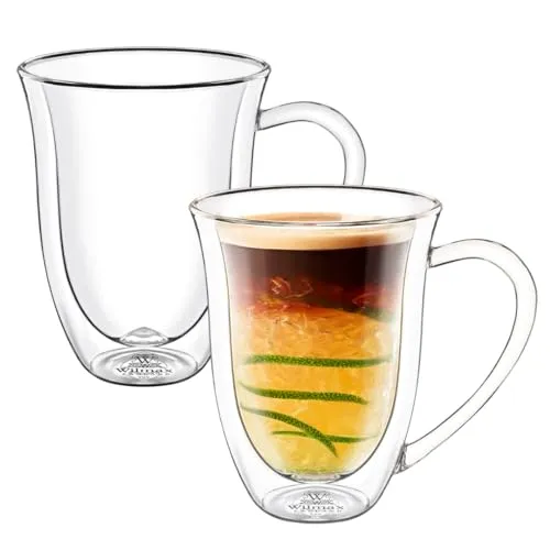Wilmax Thermogläser 2er Set - 300ml Doppelwandige Gläser für Kaffee und Tee - Kaffee- & Teegläser mit hervorragender Wärmedämmung, ideal für heiße und kalte Getränke. Hergestellt aus hitzebeständigem Borosilikatglas, spülmaschinenfest und elegant im Design.