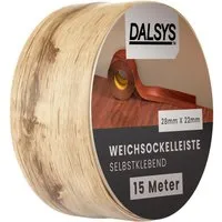 Dalsys Weichsockelleiste selbstklebend - Gebleichte Eiche 15m - Sockelleisten aus hochwertigem PVC, schnell und einfach anzubringen, ideal für Wohnräume, Küche und Bad, schützt vor Schmutz und Feuchtigkeit.