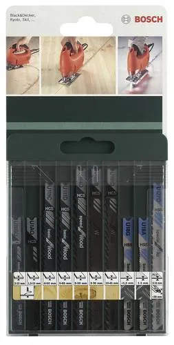 Bosch Accessories 2609256775 10tlg. Stichsägeblatt-Set U-Schaft U 19 BO U 1 AO U 111 C) U 111 D U 144 D U 101 B U 101 D