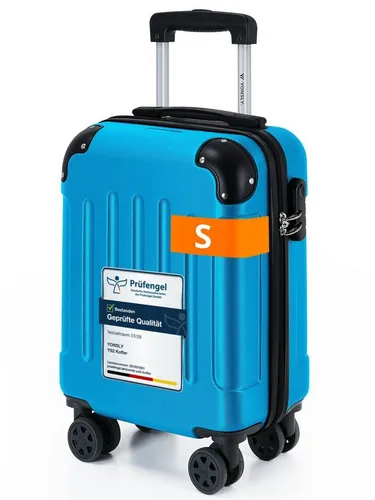 YONSLY Gepäck Suitcase Reisekoffer S, Blau mit Zahlenschloss - Sicher reisen mit dem integrierten Zahlenschloss und 360° Lenkrollen für müheloses Gleiten. Der mehrstufige Teleskopgriff sorgt für optimalen Komfort und Anpassung an Ihre Körpergröße.