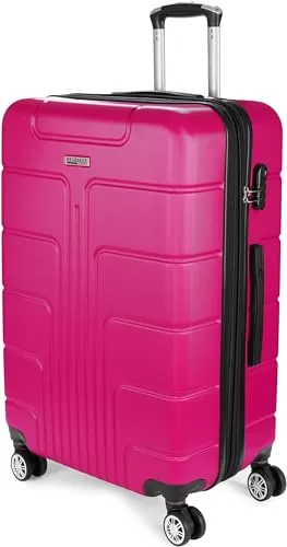 BRUBAKER Reisekoffer Miami - Erweiterbarer Hartschalen Rollkoffer mit Zahlenschloss, 4 Rollen und Komfort Tragegriffen - ABS Koffer 49 x 76,5 x 32 cm - Hartschalenkoffer (XL - Pink)