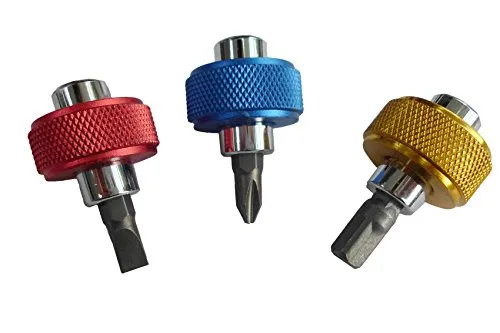 Werkzeyt Bithalter Daumenschrauber - inkl. 2 Bits & Adapter - 6-teilig - chromfarbig - 6,35 mm (1/4