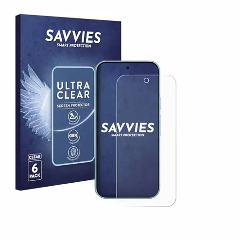Savvies 6 Stück Schutzfolie für Google Pixel 9 (case-friendly) Displayschutz-Folie Ultra-Transparent