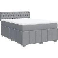 vidaXL Boxspringbett mit Matratze 140x200 cm - Hellgrau - Stylisches Boxspringbett mit Taschenfederkernmatratze für optimalen Halt und Komfort. Inklusive anpassbarer LED-Beleuchtung für ein gemütliches Ambiente im Schlafzimmer.