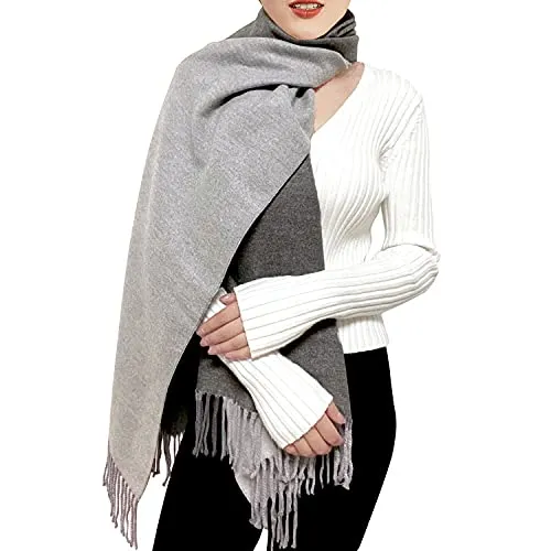 ehsbuy Winter Schals & Tücher für Damen Reversibel Kaschmir Schal Wendbarer Schultertuch Langer Großer Wärmeschal mit Quaste für Hochzeits Geschenke
