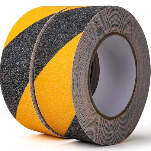Anti Rutsch Klebeband Treppe 2er 10mx5cm Schwarz/Gelb Anti Slip Tape Außen und Innen Antirutschband Selbstklebend Absperrband Anti-rutsch-aufkleber für Rutschfeste Treppenstufen Bodenmarkierungsband