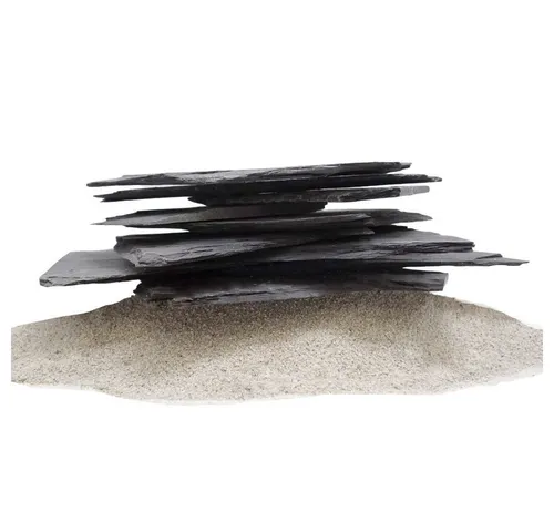 Aquaone Aquarium Natursteine Schieferplatten Deko schwarz-grau 10 kg Nr.50 - Aquarium-Becken: Hochwertige schwarz-graue Schieferplatten für kreative Aquariengestaltungen, ideal für Süßwasser-Aquarien und Terrarien.