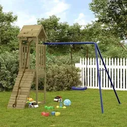 vidaXL Spielturm aus imprägniertem Kiefernholz - Schenke deinen Kindern Abenteuer im eigenen Garten! Robuster Spielturm aus langlebigem Kiefernholz mit Kletterwand, Schaukel und Sandkasten für unvergesslichen Spielspaß.