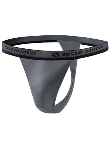 sesto senso Herren String Baumwolle Thong Slips 1er Pack Tanga Sport G-String M Graphit
