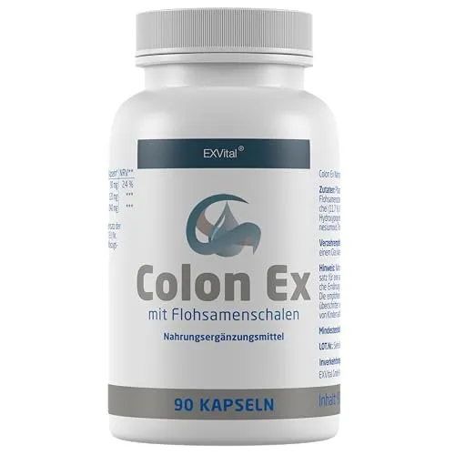 Colon Ex, 90 Kapseln Premiumqualität mit Flohsamenschalen und Magnesium, 100 Prozent natürlich und sanft, 1er Pack (1 x 81 g)