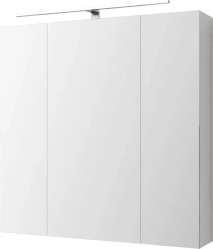 ML-Design Spiegelschrank Bad 3-Türig mit LED Beleuchtung - Spiegelschränke fürs Bad mit 6 höhenverstellbaren Glaseinlegeböden, praktischer Steckdose und stimmungsvollem LED-Licht für eine stilvolle Badgestaltung.