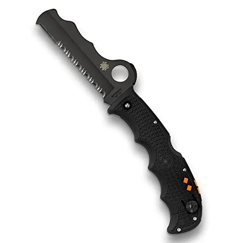 SPYDERCO C79PSBBK Assist Black Taschenmesser – Rettungsmesser für Notfälle - Taschenmesser, ideal für Rettungssituationen mit einhändig öffnender Klinge und rutschfestem Griff.