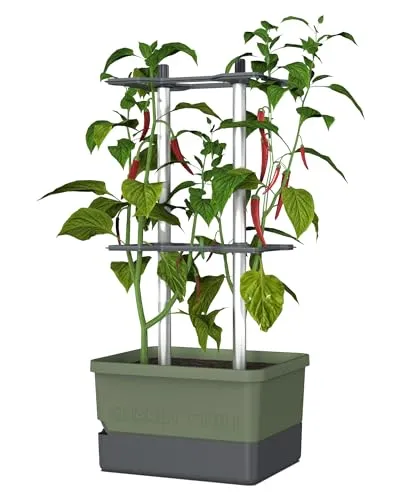 Gusta Garden Charly Chili Topfpflanzer - Freistehender Topfpflanzer aus robustem Polypropylen und Aluminium, ideal für drinnen und draußen. Mit einem Volumen von 10 l perfekt für Ihre Pflanzen.