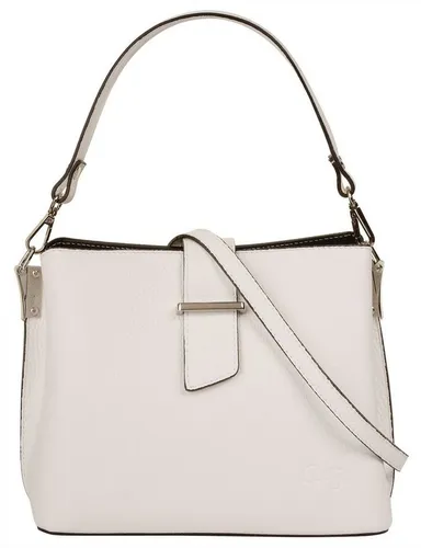 Cluty Handtasche Damen 021791 weiß - Elegante Leder-Umhängetasche - Handtasche aus 100% Rindleder mit abnehmbarem Schultergurt, ideal für jeden Anlass. Praktische Fächer bieten Platz für Smartphone, Schlüssel und mehr.