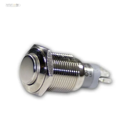 Schalter aus Metall, max. 230V/3A, Druckschalter 1-polig, An/Aus schaltend, rund