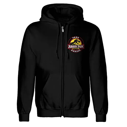 Heroes Inc. Jurassic Park Park Ranger Zip-Up Hoodie Large - Kapuzenpullover im Jurassic Park Design, bequem und stylisch für Fans, ideal für Freizeit und Abenteuer.