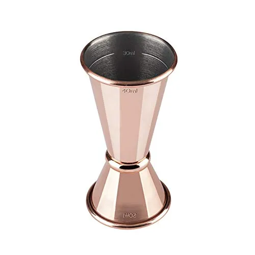 Buddy´s Bar - Barmaß, 2 cl / 4 cl Doppelmaß, Innenmaße 1 cl / 3 cl, hochwertiges Barmaß, lebensmittelecht, Jigger zum Abmessen von Zutaten für Cocktails, Kupfer poliert