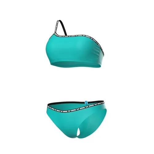 ARENA Damen Solid Single Shoulder Bikini - Stylischer Bikini mit modernem Design, ideal für Schwimmen und Freizeit. Hergestellt aus 100% recyceltem Material für hohen Tragekomfort und Umweltbewusstsein.