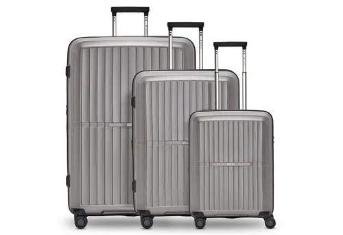 Pactastic Trolleyset Collection 01 - 3-teiliges Kofferset mit 4 Rollen - Robustes Kofferset aus Polypropylen mit innovativem Raumteiler für optimale Organisation. Inklusive TSA-Schloss und arretierbarem Griff für sicheres und komfortables Reisen.