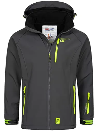 Geographical Norway Herbst Winter Jacke Softshell Jacke Windbreaker Übergangsjacke Regen Production H-H, Farbe:Dunkelgrau, Größe:XL