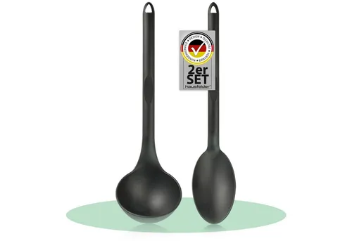 Hausfelder Schöpfkelle Hausfelder KÜCHENHELFER Set (1 x Schöpfkelle, 1 x Schöpflöffel), (2er Set, 2-St) 2er Set zum Kochen und Servieren, Hitzebeständig, BPA-freie