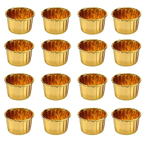 Stück Muffinform Gold, Mini Muffins Papierförmchen, Cupcake Muffin Förmchen aus Aluminiumfolie, Cupcake Formen Gold, Einweg-Backbecher, für Weihnachten, Hochzeit, Geburtstagsfeier 50