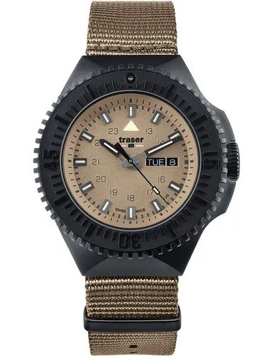 Traser H3 109860 P69 Black Sand Herrenuhr 46mm - Robust und zuverlässig - Herrenuhren mit 20 ATM Wasserdichtigkeit, selbstleuchtenden trigalight Elementen und strapazierfähigem NATO-Armband für höchste Ansprüche in Extremsituationen.