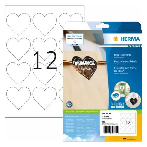 Herma Premium Etiketten in Herzform 60x60 1Stk