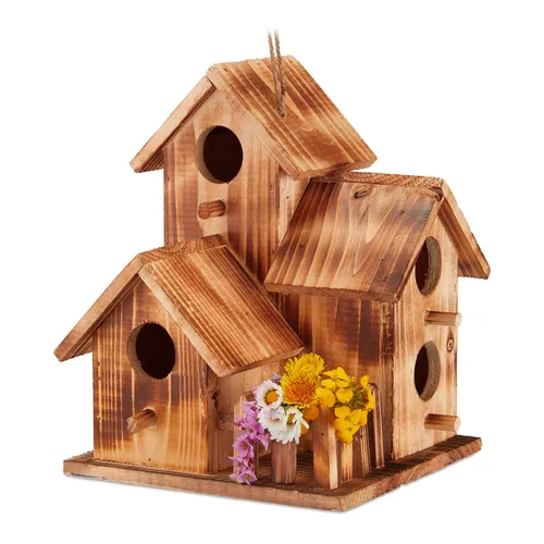 Rustikales Vogelhaus aus Tannenholz - Vogelhaus aus Tannenholz, ideal für Balkone und Gärten, bietet Vögeln einen sicheren Nistplatz und ist wetterfest.