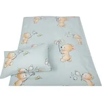 Bestlivings Kinder Bettwäsche 100 x 135 cm & 40 x 60 cm - Bärchen Blau
