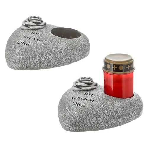 Annastore Grabverzierung Herz für Grablicht 20 x 18 cm - Grabschmuck Herz als Grablichthalter - Grabdeko - Friedhofsdeko - Grabschmuck Herz für Grablicht - Grablichthalter - Kerzenhalter Grablicht