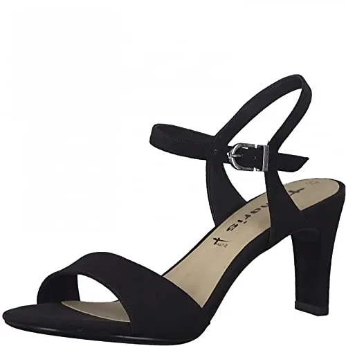 Tamaris Damen Riemchensandalen, Frauen Sandaletten,TOUCHit-Fußbett,Absatz,Women's,Woman,Lady,Ladies,Sommerschuhe,Black,41 EU / 7.5 UK