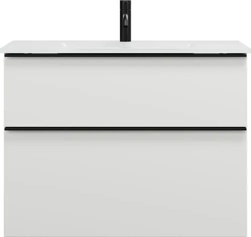 burgbad Eqio Glas-Waschtisch inklusive Waschtischunterschrank, Breite 820mm, SEYX082F6582A0070G0252