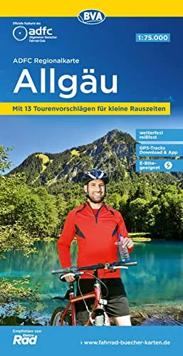 ADFC-Regionalkarte Allgäu 1:75.000, mit Tagestourenvorschlägen, reiß- und wetterfest, E-Bike-geeignet, GPS-Tracks-Download (BVA ADFC Regionalkarte)
