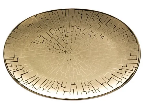 Rosenthal Servierplatte TAC Gropius Skin Gold 18 cm - Elegante Servierplatte aus spülmaschinenfestem Porzellan, kombiniert goldfarbiges Mosaik mit klassischem Design – perfekt für stilvolle Anlässe.