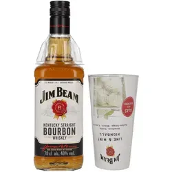 Jim Beam Kentucky Straight Bourbon Whiskey 40% Vol. 0,7l mit Highball Glas