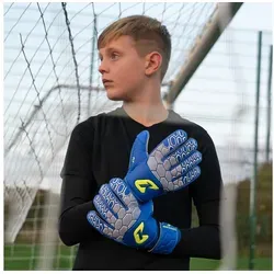 Catch & Keep Torwarthandschuhe Fly Kids blau Größe 4 - Torwarthandschuhe für Kinder, schnell trocknend und atmungsaktiv für optimalen Komfort beim Fußballspielen.