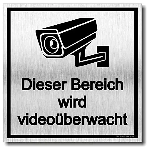 Achtung Videoüberwachung Schild UV Druck 12 x 12cm - 3mm Aluverbund - Made in Germany - Art.Nr. 2111