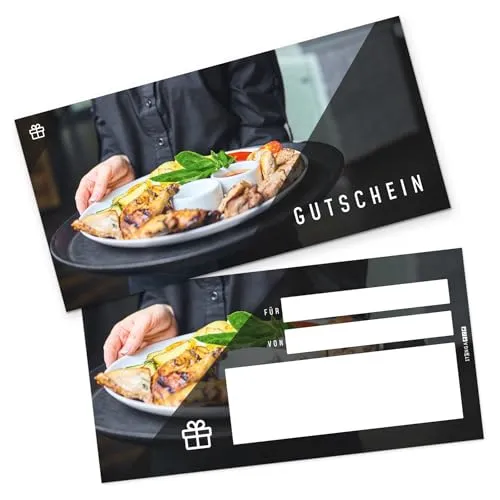 itenga Geschenkgutschein Restaurant Essen - Karte zum Ausfüllen I Geschenkkarte I Gutschein I 21x 10,5cm I Postkarte zum Ausfüllen