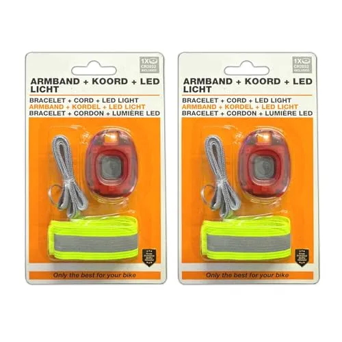 HAC24 2X Reflektorband mit LED Licht inkl. Batterie Dauerlicht und Blinklicht Joggen Lauflicht Reflektor Sicherheitslicht Sicherheitsband