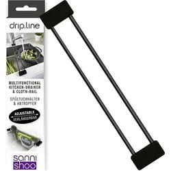 Nuts Spültuchhalter Sanni Shoo drip.line BLACK - Teleskop-Funktion, ausziehbar von 32,5cm-56,5cm, rostfreier Edelstahl und ohne Bohren für einfache Montage