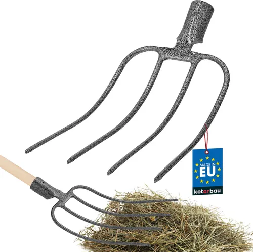 KOTARBAU® Forke 4 Zinken Heugabel Mistgabel Mistforke Gartengabel Gartenforke Dunggabel Spatengabel Gabel für Garten Drahtgabel für Garten und Landwirtschaft
