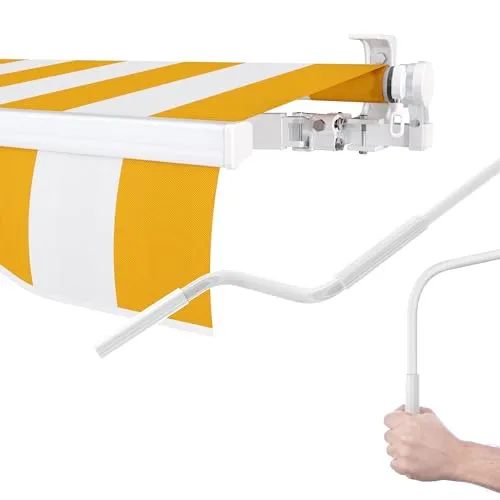 paramondo Gelenkarmmarkise Easy Balkonmarkise Sonnenschutz Terrasse, Vollständig zusammengebaut, Kurbelbedienung, 2,95 x 2 m (Breite x Ausfall), Blockstreifen Gelb-Weiß