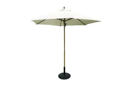 SiMPO LIFESTYLE Sonnenschirm 300 cm Holz-Sonnenschirm Marktschirm Gartenschirm Terrassenschirm Rund UV50+ (Beige, 3m)