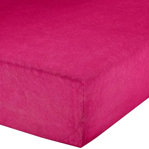 Erwin Müller Spannbettlaken, Spannbetttuch Erding Frottee-Stretch pink Größe 90x190 cm - 100x200 cm - hautsympathisch, kuschelig, bügelfrei, Rundumgummi