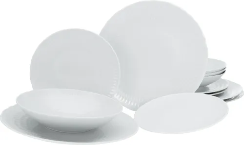 CreaTable 33070 Serie SOFIA - White, 12-teiliges Geschirrset - Kombiservice aus hochwertigem Porzellan, spülmaschinen- und mikrowellengeeignet, ideal für jeden Anlass und lange Haltbarkeit.