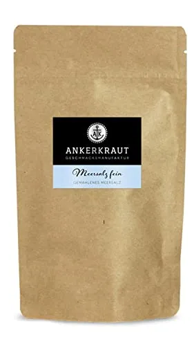 Ankerkraut Meersalz fein, 300g im Beutel, Reines Salz zum Kochen Würzen, Naturbelassen Unbehandelt, Ur-Salz, Gewürz für Fleisch, Nudeln, Kartoffeln, Gemüse
