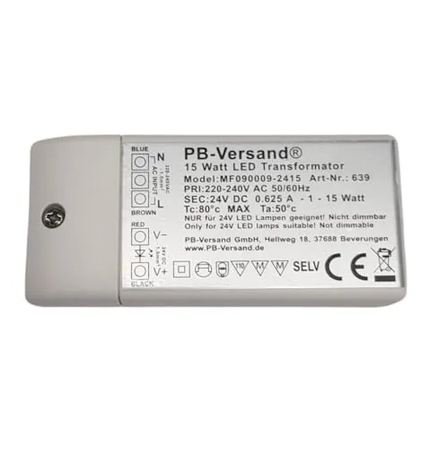 LED Trafo 24 Volt DC 15 Watt Gleichspannung Netzteil Treiber Leuchtmittel Transformator Driver Niedervolt 15W LED-Transformator