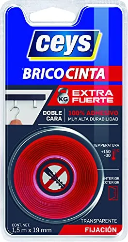 Ceys Doppelseitiges Klebeband, Transparent, 1.5m x 19mm 1mm, Multicolor
